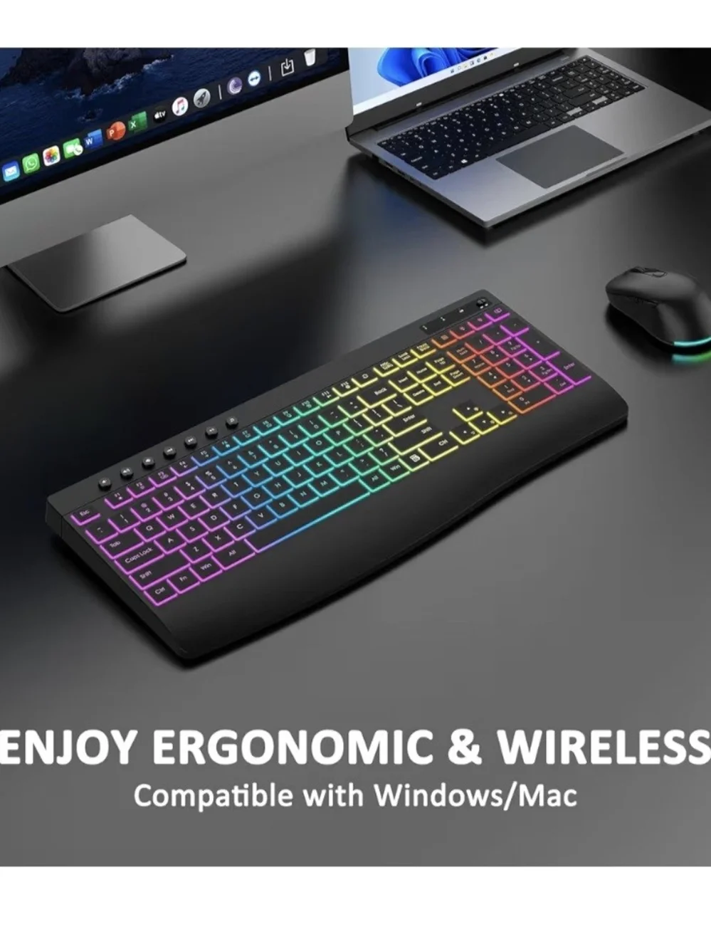 RGB Backlit Wireless Keyboard and Mouse Combo - Black